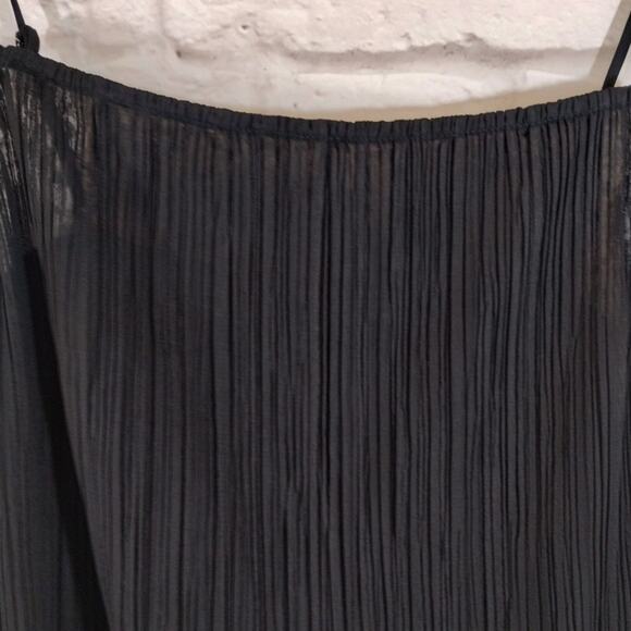 MA Madewell Black Square Neck Stretch Plissé Pleated Crop Cami Tank Top NWT M - Picture 7 of 12